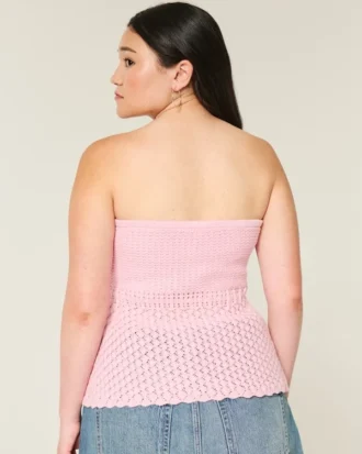 Heklet stil stroppeløs genser Tube Top