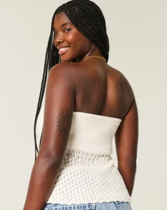 Heklet stil stroppeløs genser Tube Top