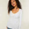 Henley Babydoll-top med enkel snøring bak