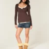 Henley Babydoll-top med enkel snøring bak