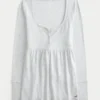 Henley Babydoll-top med enkel snøring bak