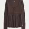 Henley Babydoll-top med enkel snøring bak