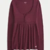 Henley Babydoll-top med enkel snøring bak
