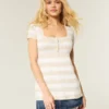 Henley-babydoll-top med korte ermer