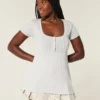 Henley-babydoll-top med korte ermer
