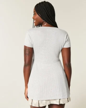 Henley-babydoll-top med korte ermer