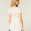 Henley-babydoll-top med korte ermer