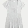 Henley-babydoll-top med korte ermer