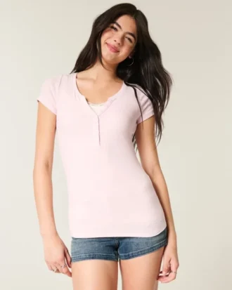 Henley med korte ermer