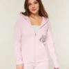 Hettegenser med glidelås og rose-motiv