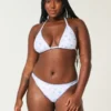 High-Leg brodert stroppebikini med broderte sømmer
