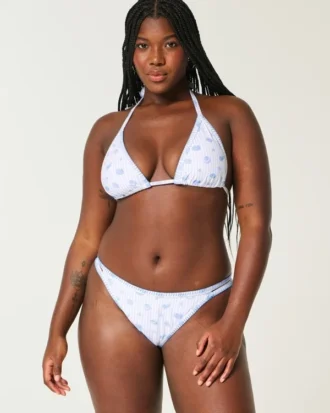 High-Leg brodert stroppebikini med broderte sømmer