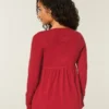 Holiday Vault Release Easy Satin Tie-Front Knit Babydoll Top