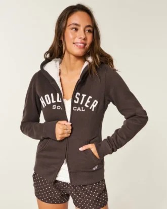 Holiday Vault Release Sherpa-fôret hettegenser med glidelås og logo