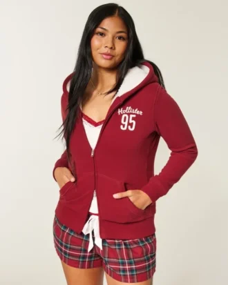 Holiday Vault Release Sherpa-fôret hettegenser med glidelås og logo