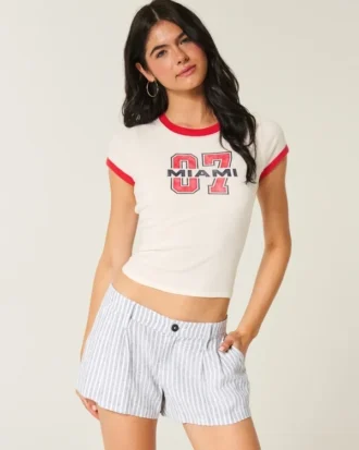 Hollister Livvy lavt sittende shorts i linblanding