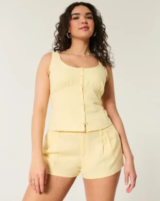 Hollister Livvy lavt sittende shorts i linblanding