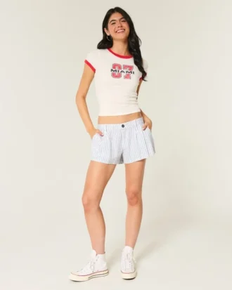 Hollister Livvy lavt sittende shorts i linblanding