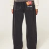 Hollister x Taco Bell Vasket svart brodert grafisk baggy jeans