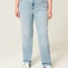 Høy midje, lysvasket, rett jeans