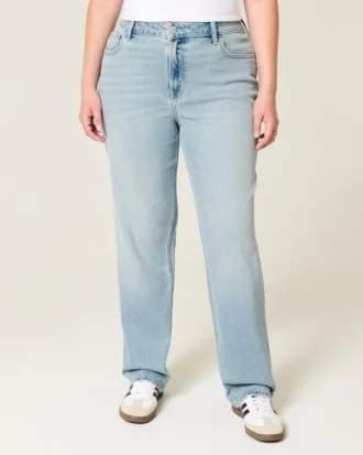 Høy midje, lysvasket, rett jeans