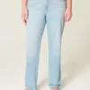 Høy midje, lysvasket, rett jeans