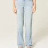 Høy midje, lysvasket, rett jeans