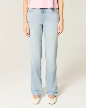 Høy midje, lysvasket, rett jeans