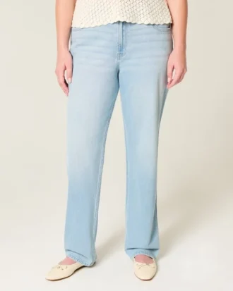 Høy midje, lysvasket, rett jeans