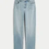 Høy midje, lysvasket, rett jeans