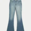 Høy midje, medium vasket flare-jeans