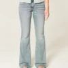Høy midje, medium vasket flare-jeans