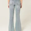 Høy midje, medium vasket flare-jeans