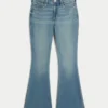 Høy midje, medium vasket flare-jeans