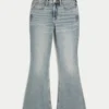 Høy midje, medium vasket flare-jeans