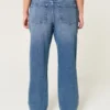 Høy midje, mørkvasket dad jeans