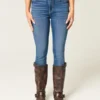Høy midje, mørkvasket super skinny jeans