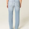 Høy midje, slitt, lysvasket, rett jeans