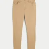 Høy midje, supertettsittende jeans i khaki