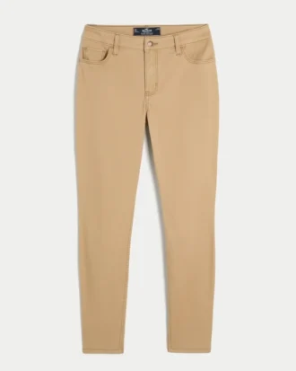 Høy midje, supertettsittende jeans i khaki