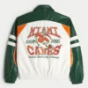 Jakke i imitert skinn med grafikk fra University of Miami Hurricanes