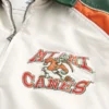 Jakke i imitert skinn med grafikk fra University of Miami Hurricanes