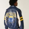 Jakke i imitert skinn med grafikk fra University of Michigan Wolverines
