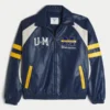 Jakke i imitert skinn med grafikk fra University of Michigan Wolverines