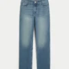 Jeans med høy midje, medium vask og rett ben