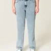 Jeans med høy midje, medium vask og rett ben