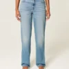 Jeans med høy midje, medium vask og rett ben
