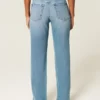 Jeans med høy midje, medium vask og rett ben