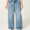 Justerbar midje Lav midje Medium vasket baggy jeans