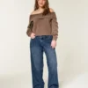 Justerbar midje Lav midje Mørk vask Baggy jeans